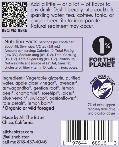 ALL THE BITTER - Alcohol-Free - 'Lavender' Bitters 4oz